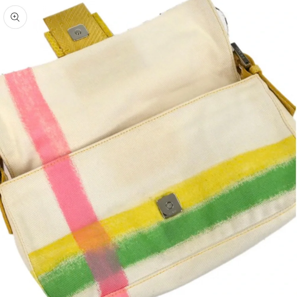 FENDI baguette Python Yellow White Beaded Vintage Bag - Picture 8 of 10